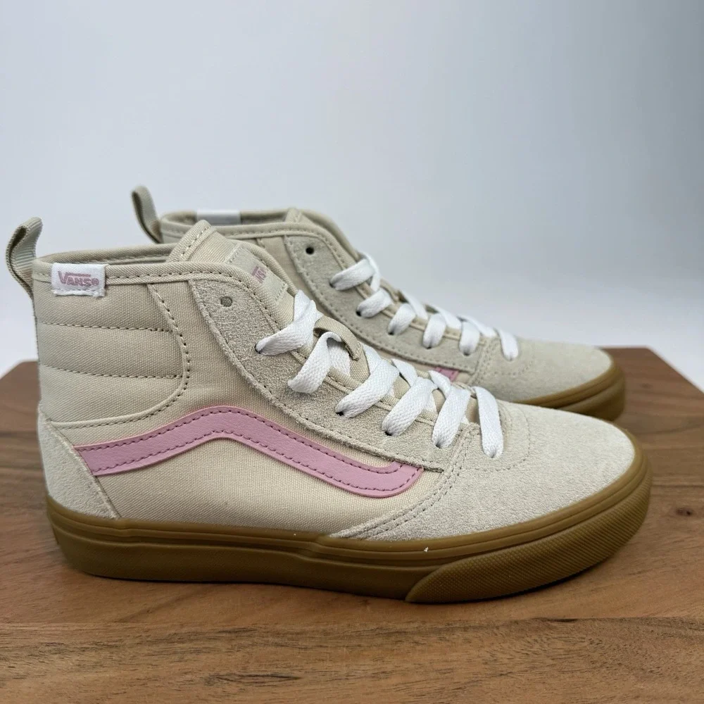 New Big Kids Vans Ashwood Hi Decon Oatmeal Skateboarding Sneakers Shoes 3 Y